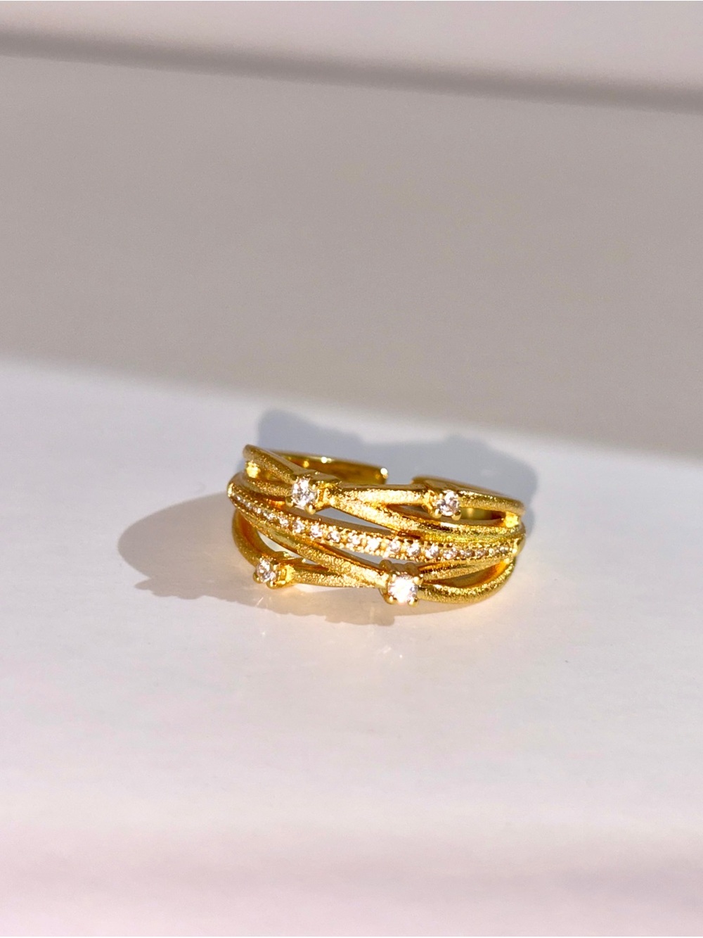 Gold Multi-Band Crystal Ring - Women Jewelry